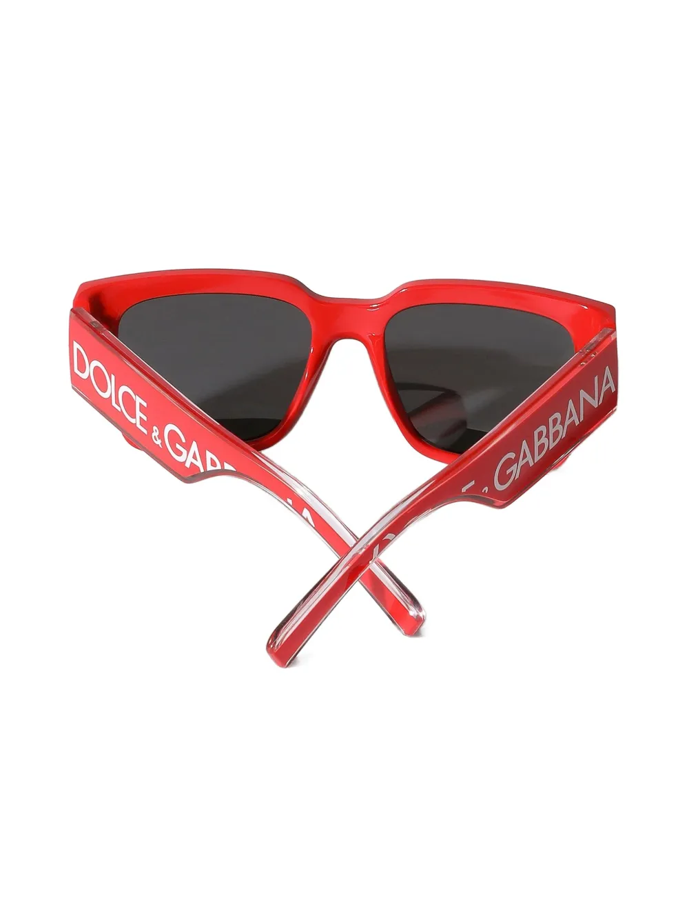 Dolce & Gabbana Kids DNA zonnebril met logoplakkaat en rechthoekig montuur Rood