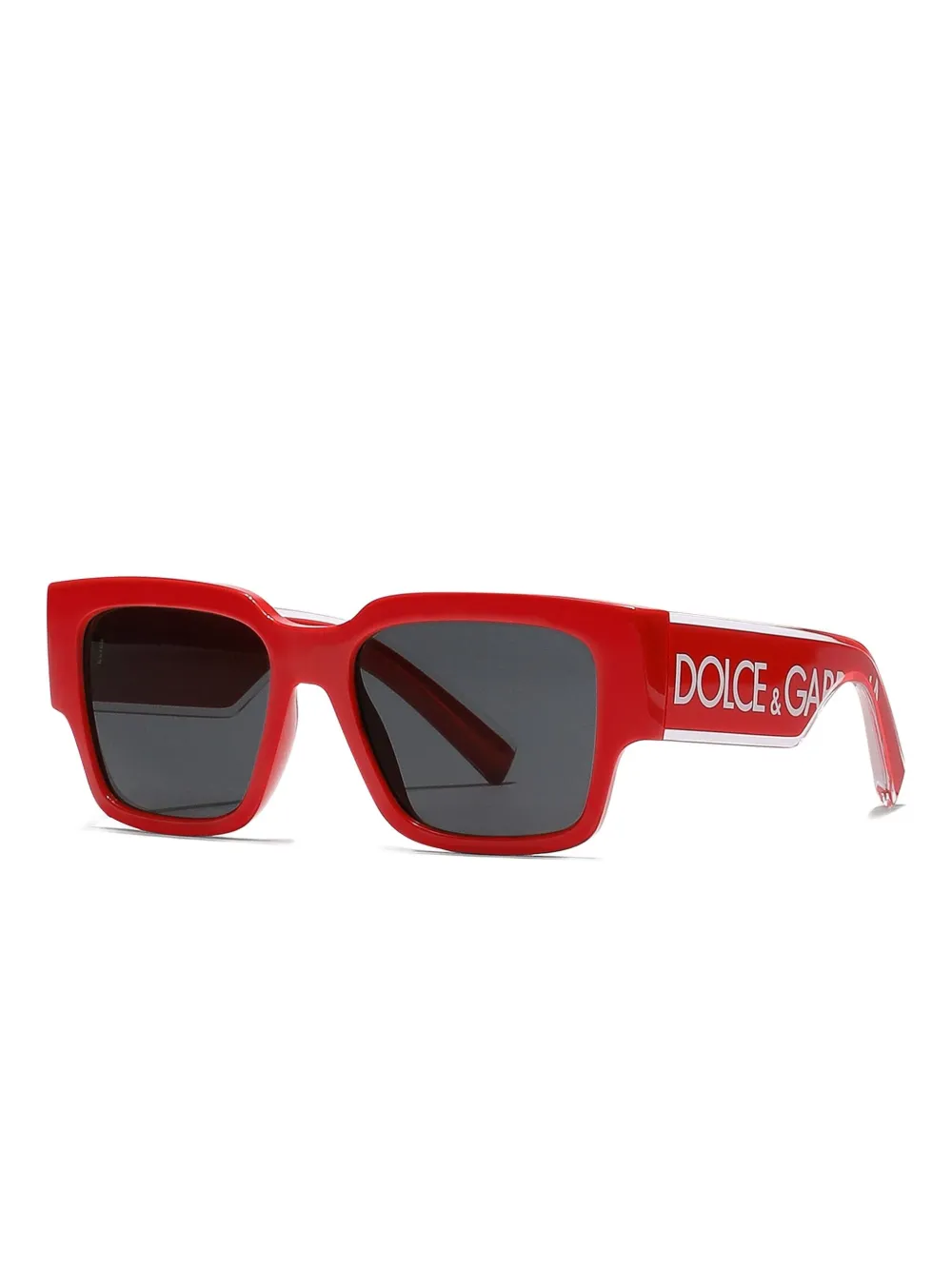 Dolce & Gabbana Kids DNA zonnebril met logoplakkaat en rechthoekig montuur Rood
