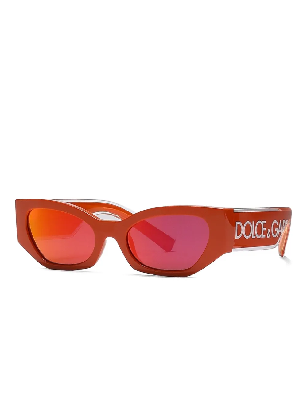 Dolce & Gabbana Kids DNA zonnebril met logoplakkaat en rechthoekig montuur - Oranje