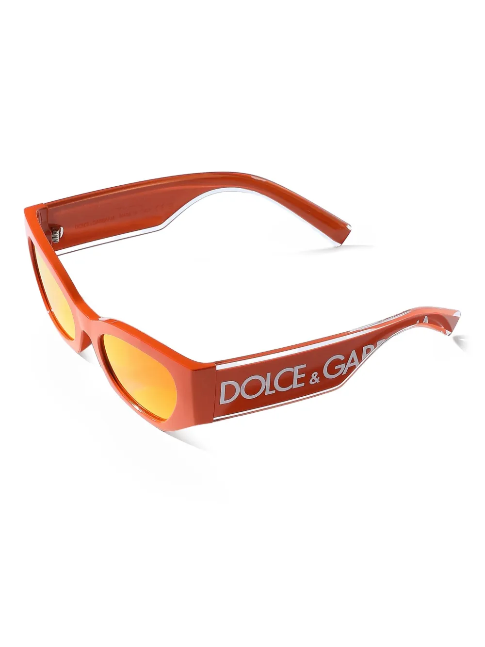 Dolce & Gabbana Kids DNA zonnebril met logoplakkaat en rechthoekig montuur Oranje