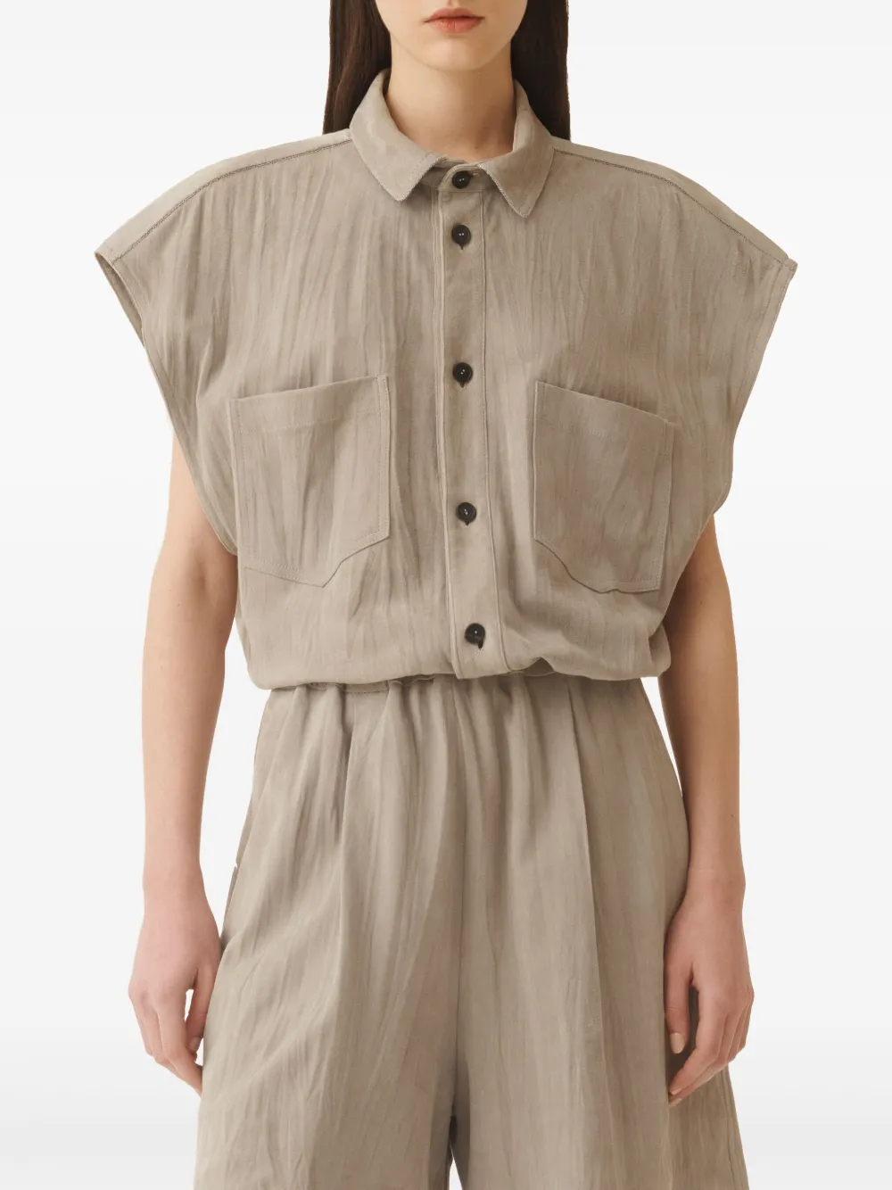 Fabiana Filippi Mouwloos shirt Bruin