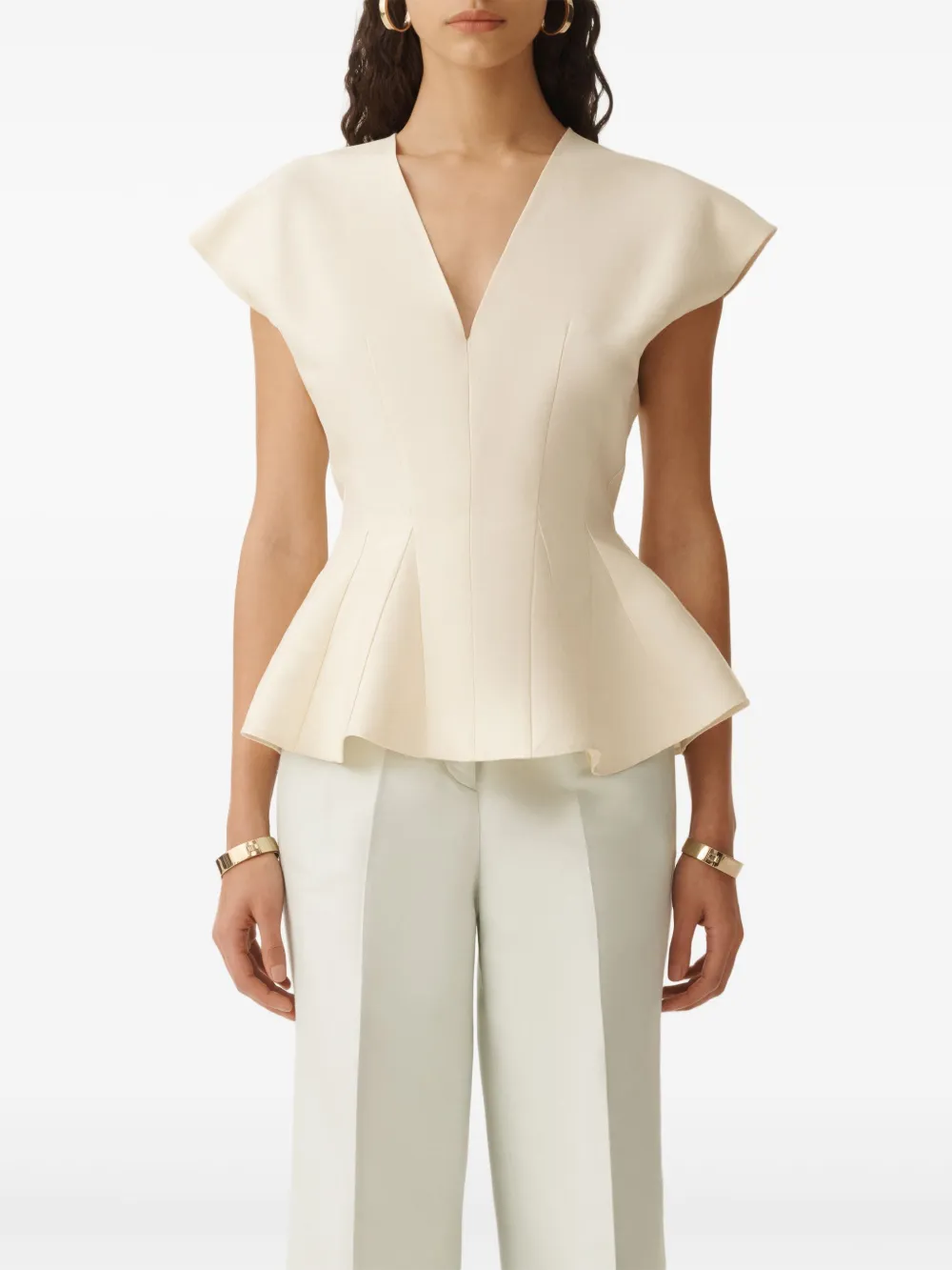 Fabiana Filippi Blouse met peplum taille Beige