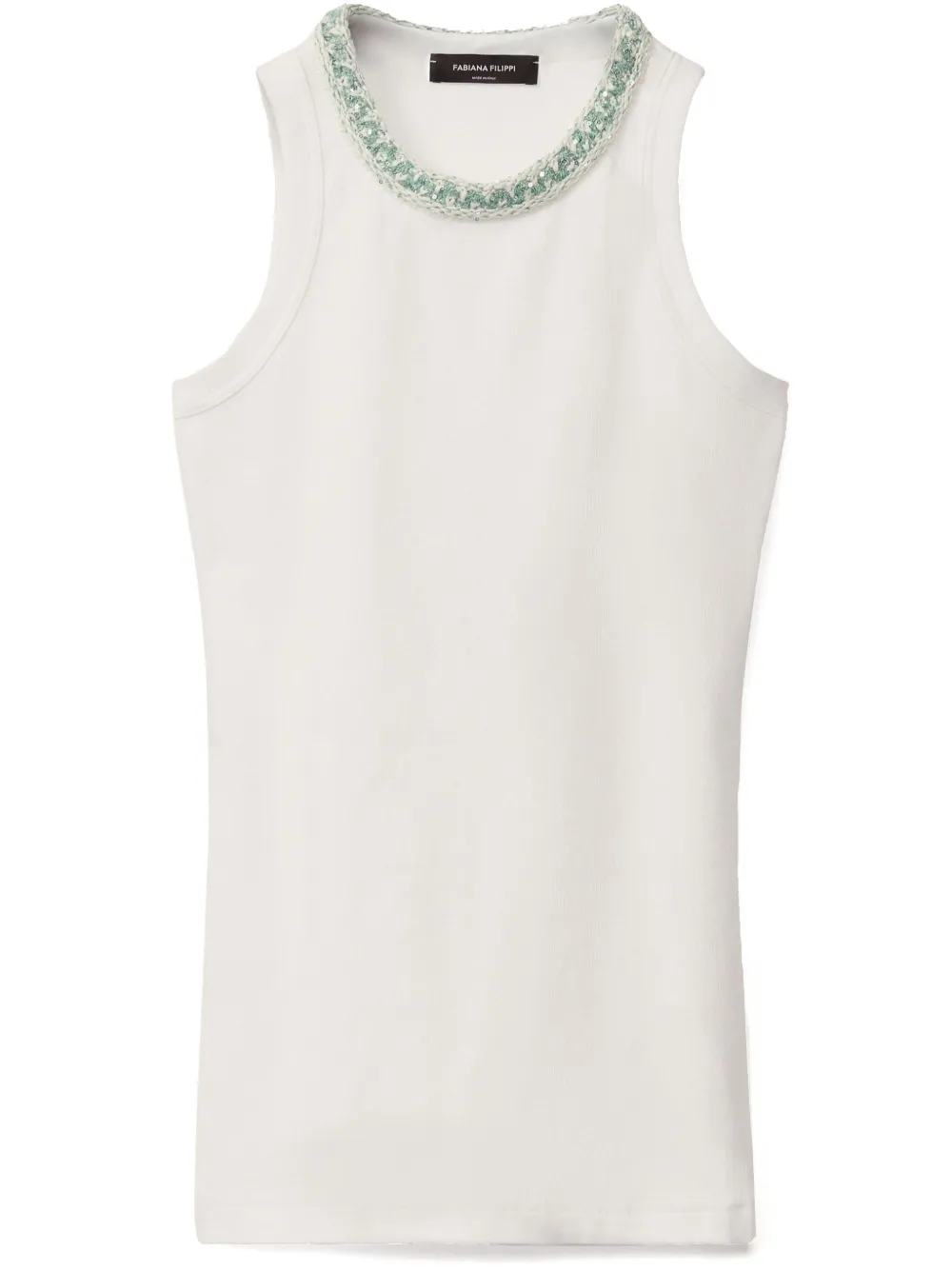 Fabiana Filippi embroidered-neck tank top Wit