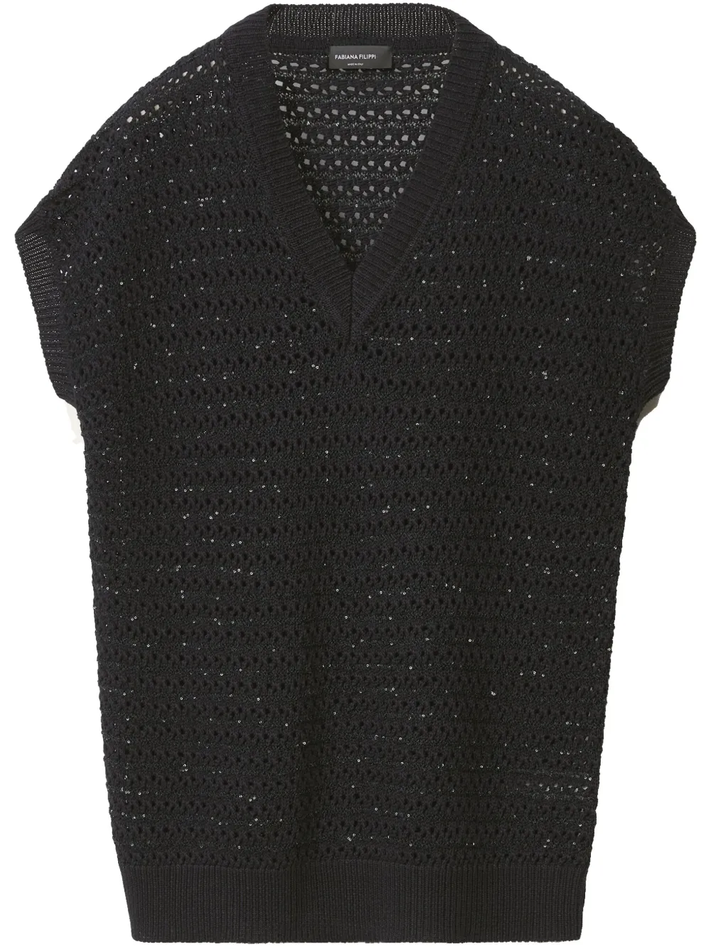 Fabiana Filippi open-knit T-shirt Zwart