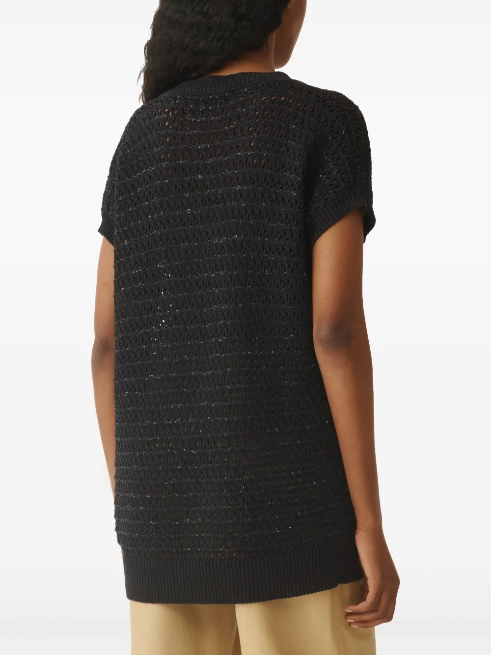 Fabiana Filippi Opengebreid T-shirt Zwart