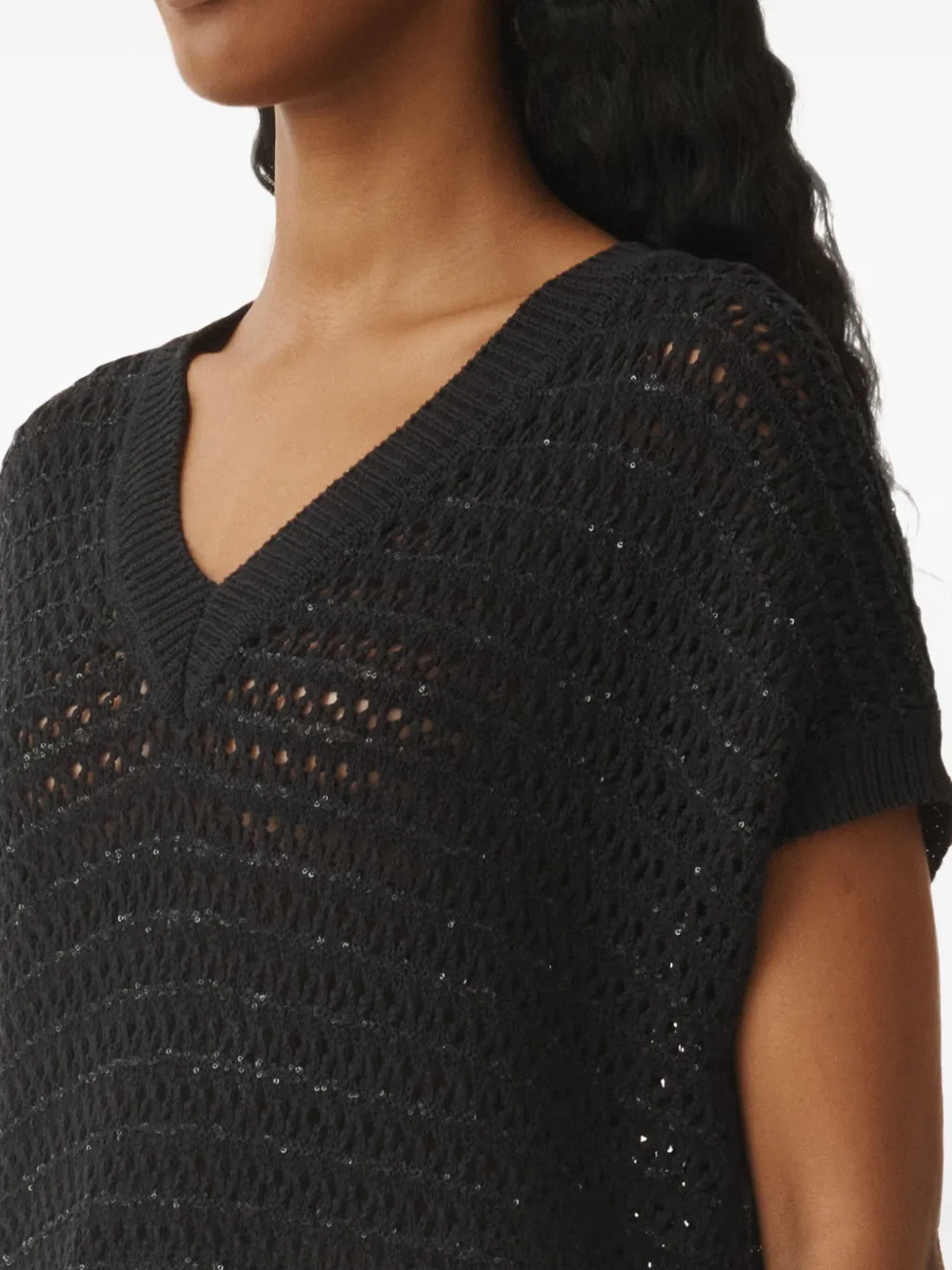 Fabiana Filippi Opengebreid T-shirt Zwart