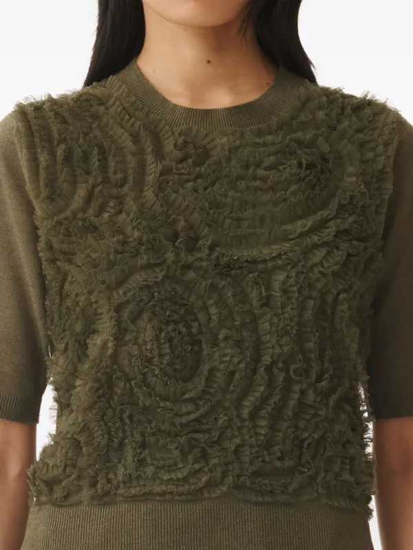 Tシャツ・カットソー FABIANA FILIPPI Woman T-Shirt Green MAD274F358H496 6154 Fabiana Filippi Outlet: v-neck t-shirt with diamond thread