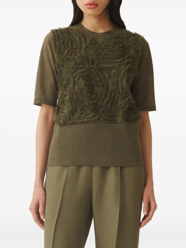 Tシャツ・カットソー FABIANA FILIPPI Woman T-Shirt Green MAD274F358H496 6154 Fabiana Filippi Outlet: v-neck t-shirt with diamond thread