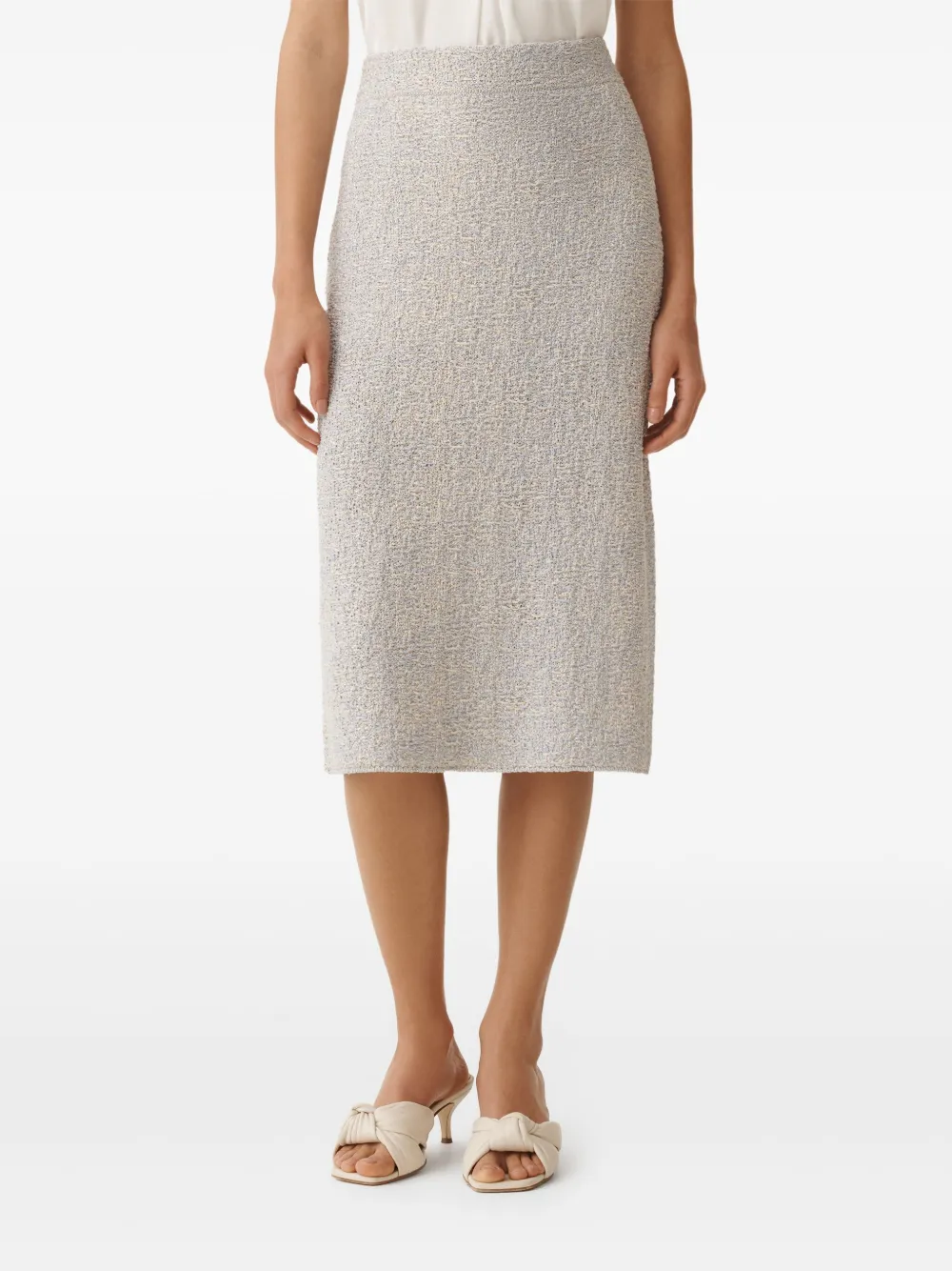Shop Fabiana Filippi Bouclé Midi Skirt In Grey