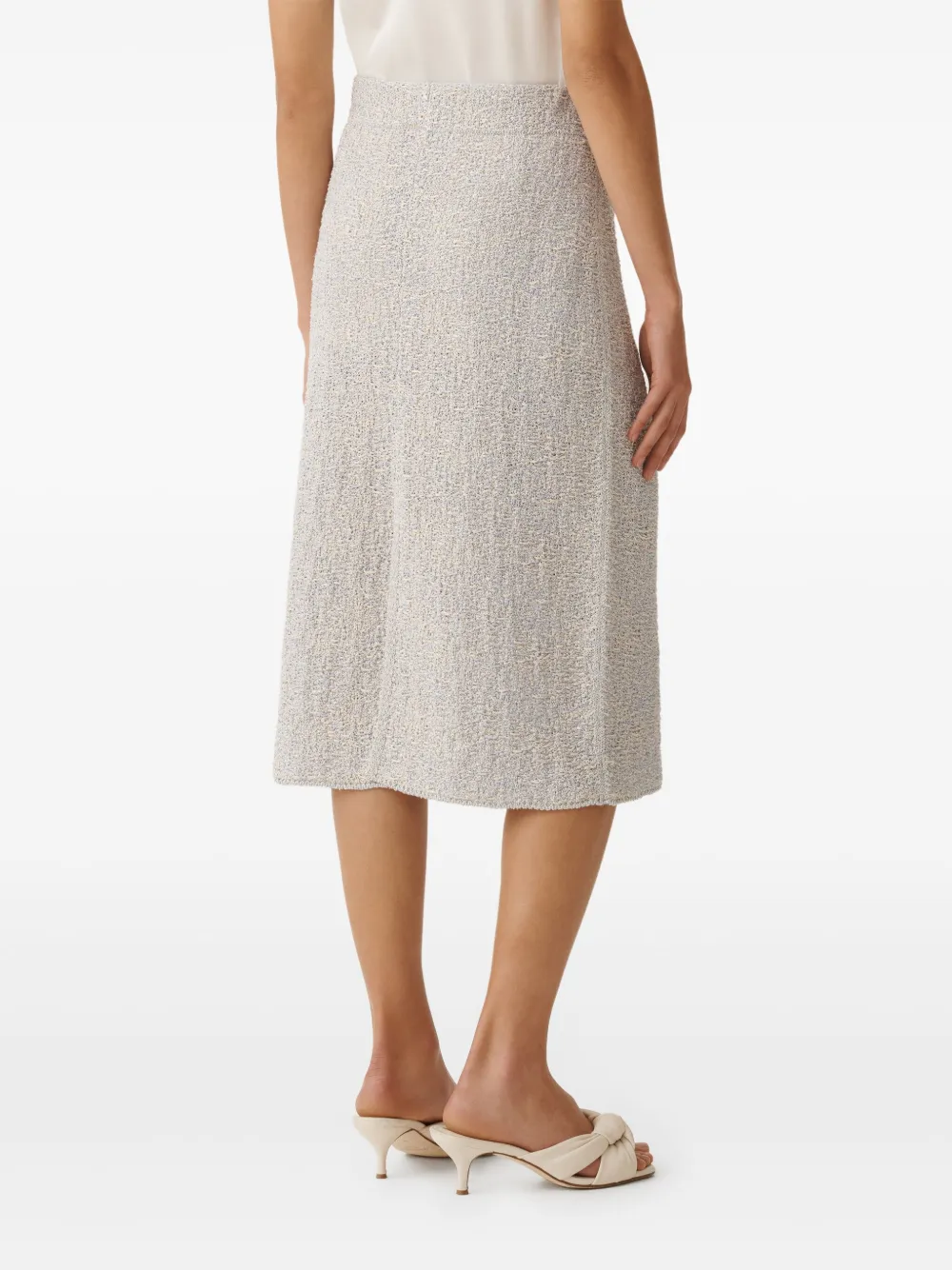 Shop Fabiana Filippi Bouclé Midi Skirt In Grey