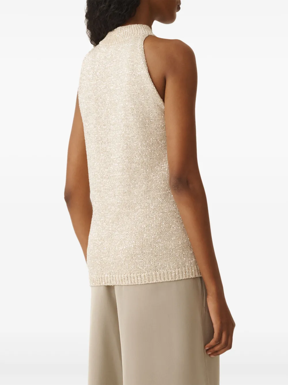 Fabiana Filippi Tanktop met pailletten Beige