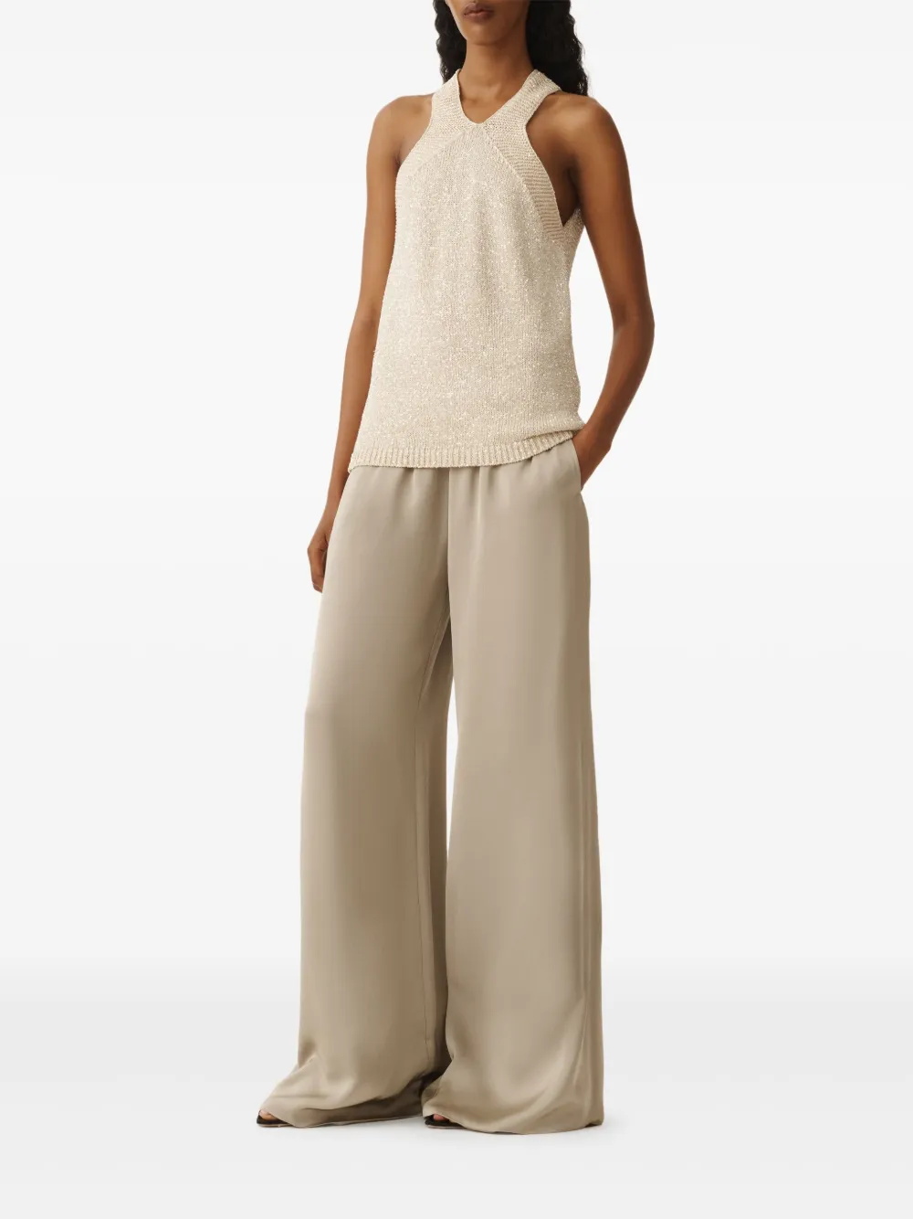 Fabiana Filippi Tanktop met pailletten Beige