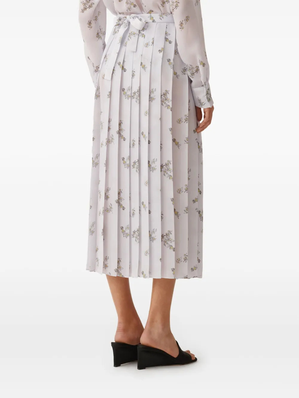 Shop Fabiana Filippi Floral-print Midi Skirt In 白色