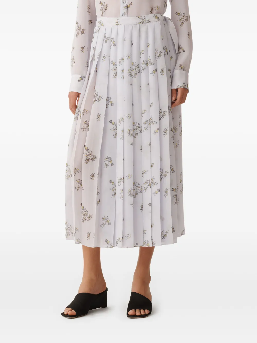 Shop Fabiana Filippi Floral-print Midi Skirt In 白色