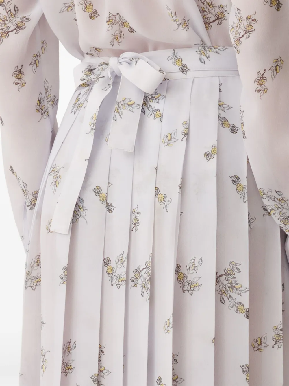 Shop Fabiana Filippi Floral-print Midi Skirt In 白色