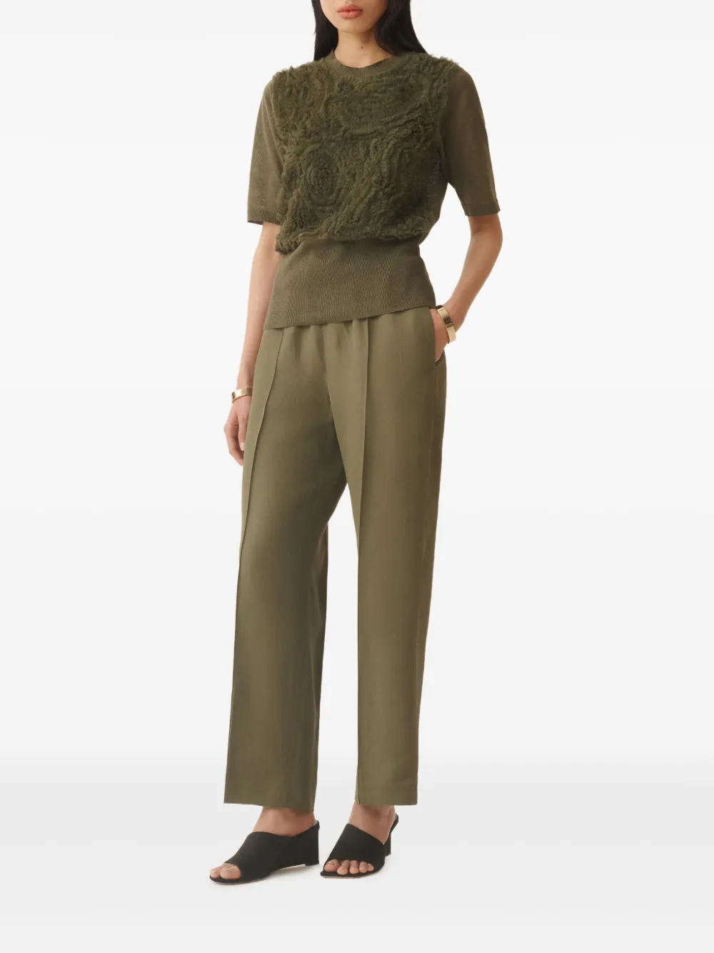 Fabiana Filippi bead-detail trousers - Groen