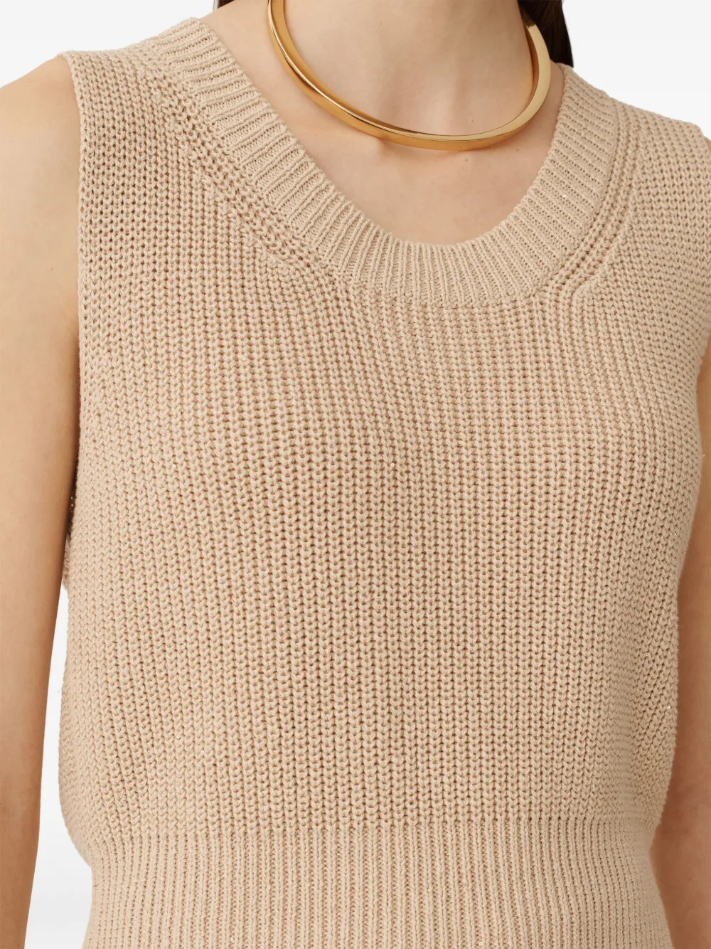 Fabiana Filippi Vest met geribbelde afwerking Beige