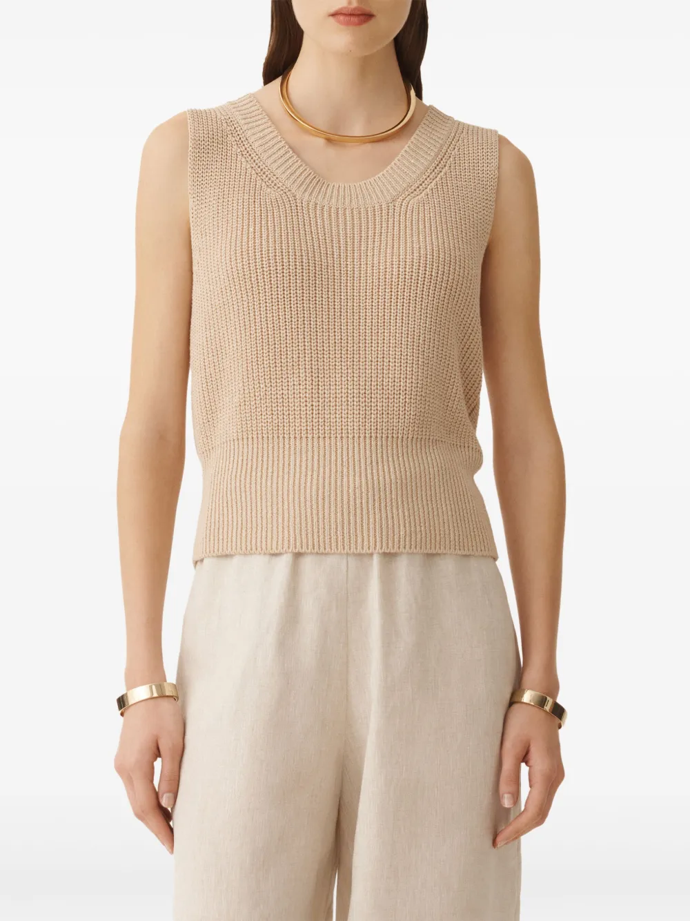 Fabiana Filippi Vest met geribbelde afwerking Beige