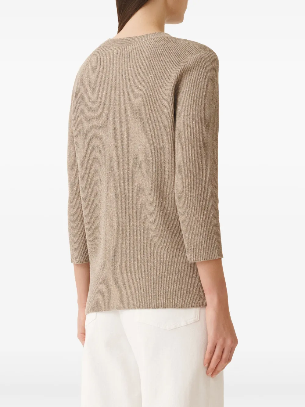 Shop Fabiana Filippi Lurex-detail Sweater In Brown