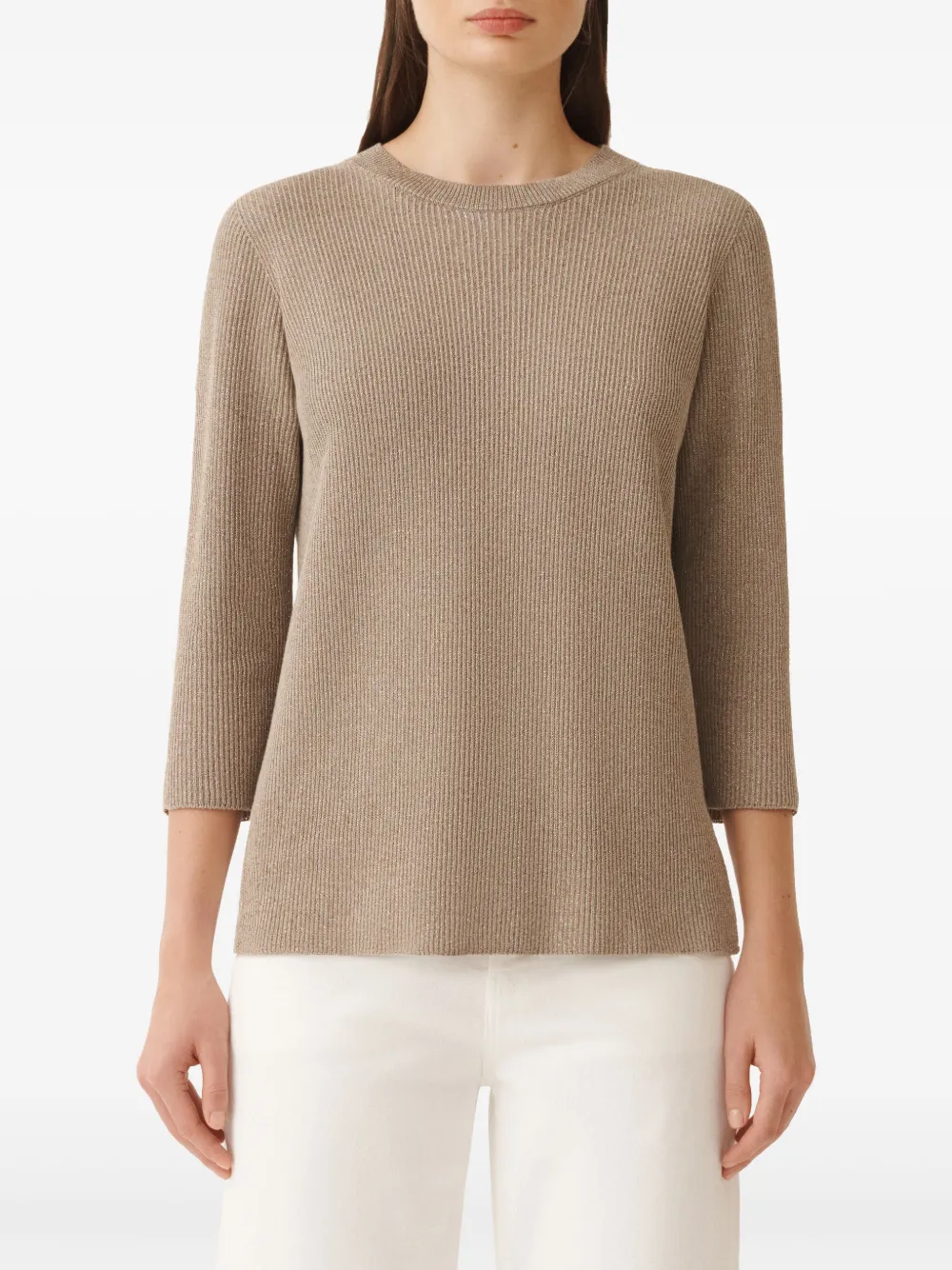 Shop Fabiana Filippi Lurex-detail Sweater In Brown