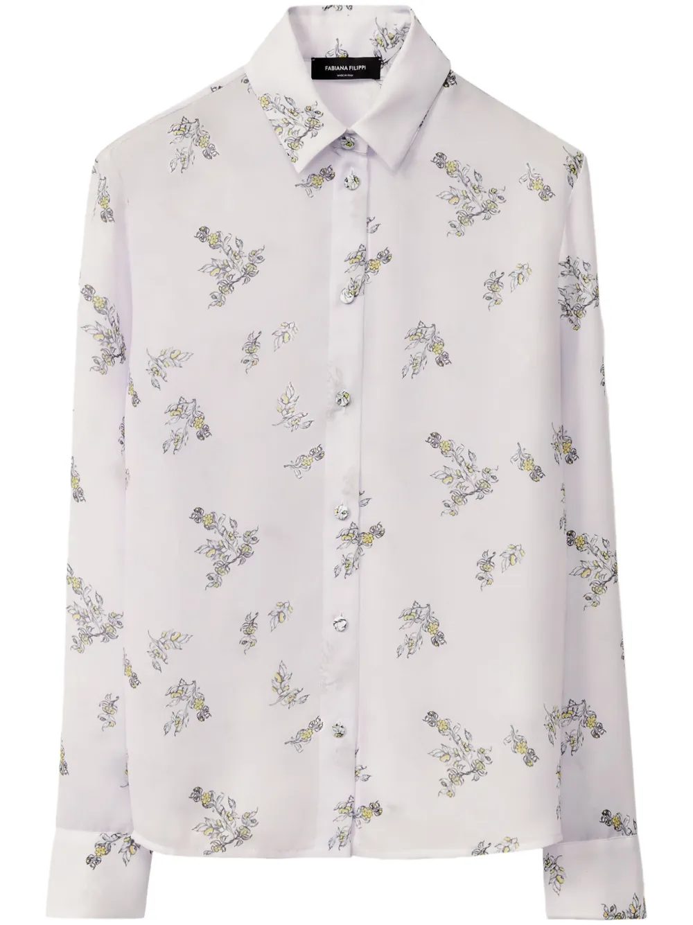Shop Fabiana Filippi Floral-print Shirt In White