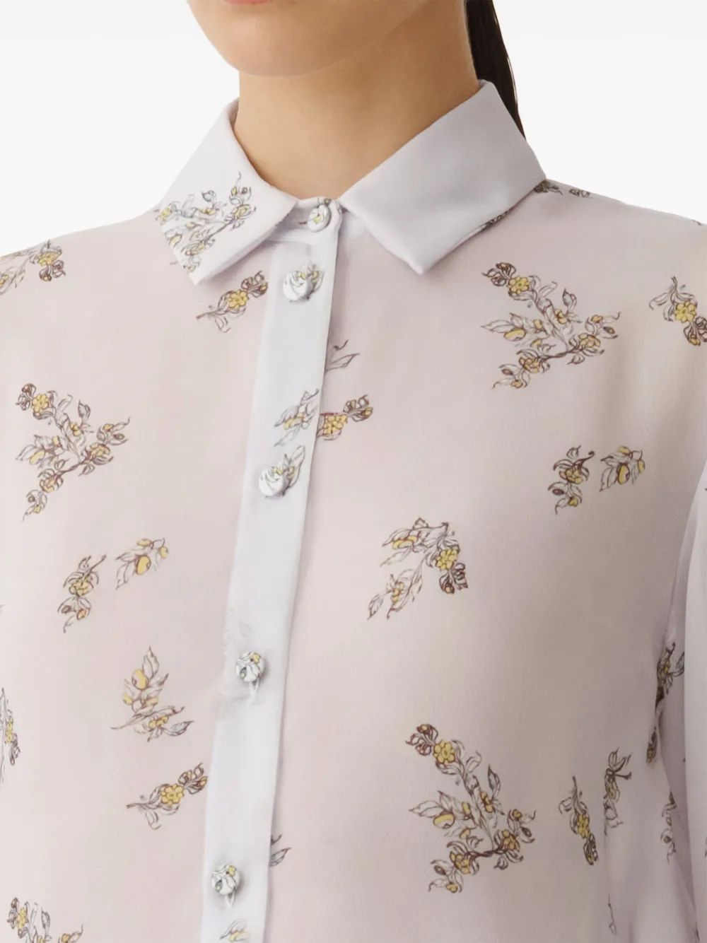 Shop Fabiana Filippi Floral-print Shirt In White
