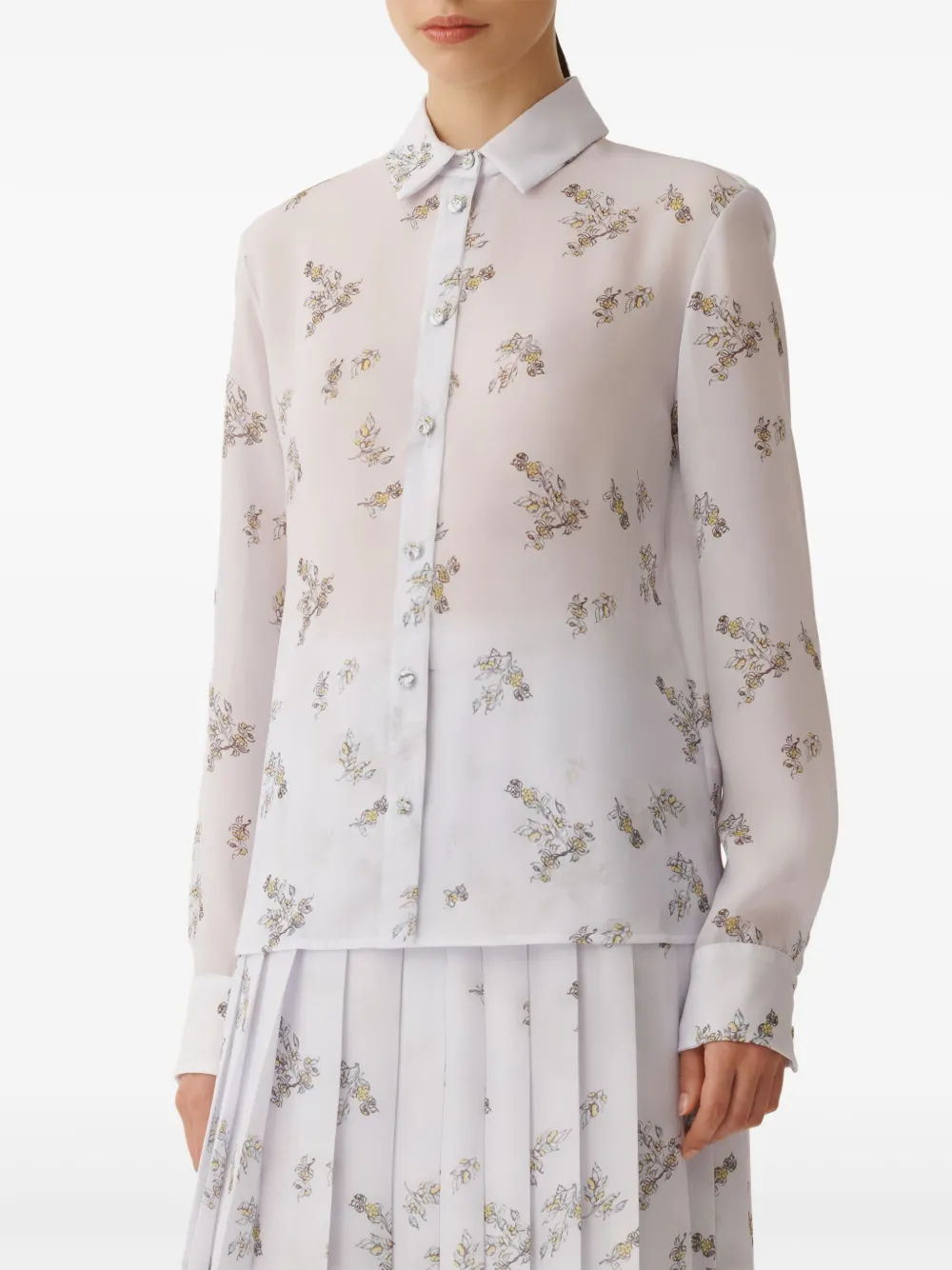 Shop Fabiana Filippi Floral-print Shirt In White