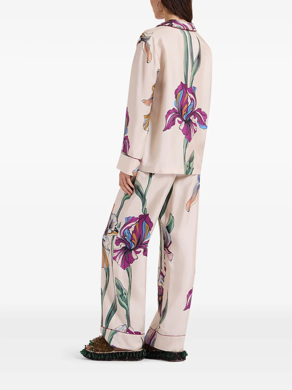 La DoubleJ Broek met bloemenprint Beige