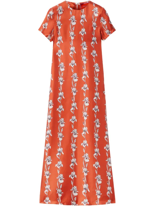la doublej swing midi dress Slinky Swing printed midi dress in blue - La Double J