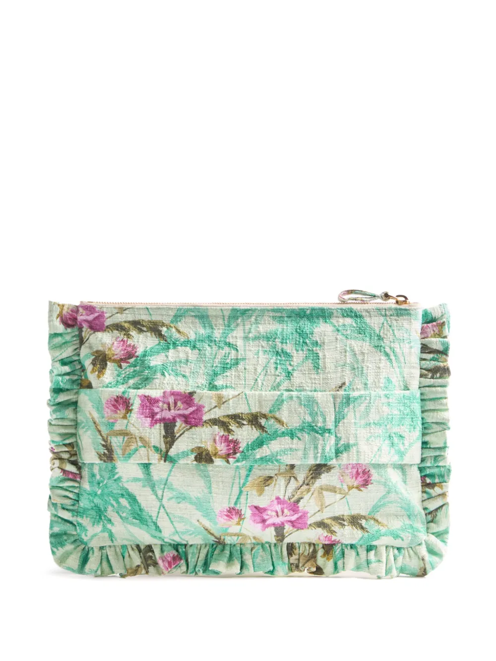 La DoubleJ Clutch met bloemenprint Groen