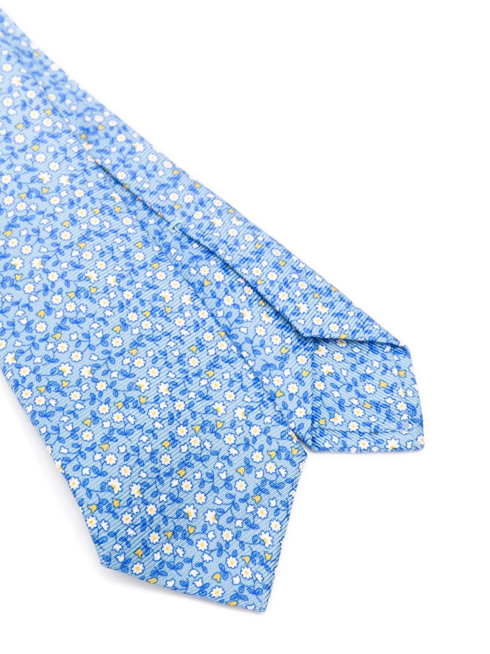 Kiton Stropdas met bloemenprint - Blauw