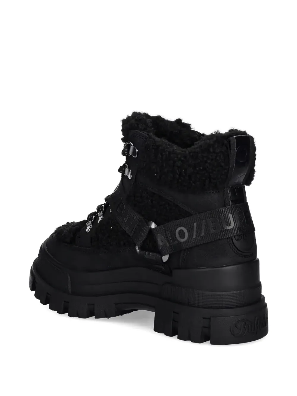 Buffalo chunky platform lace-up boots Black