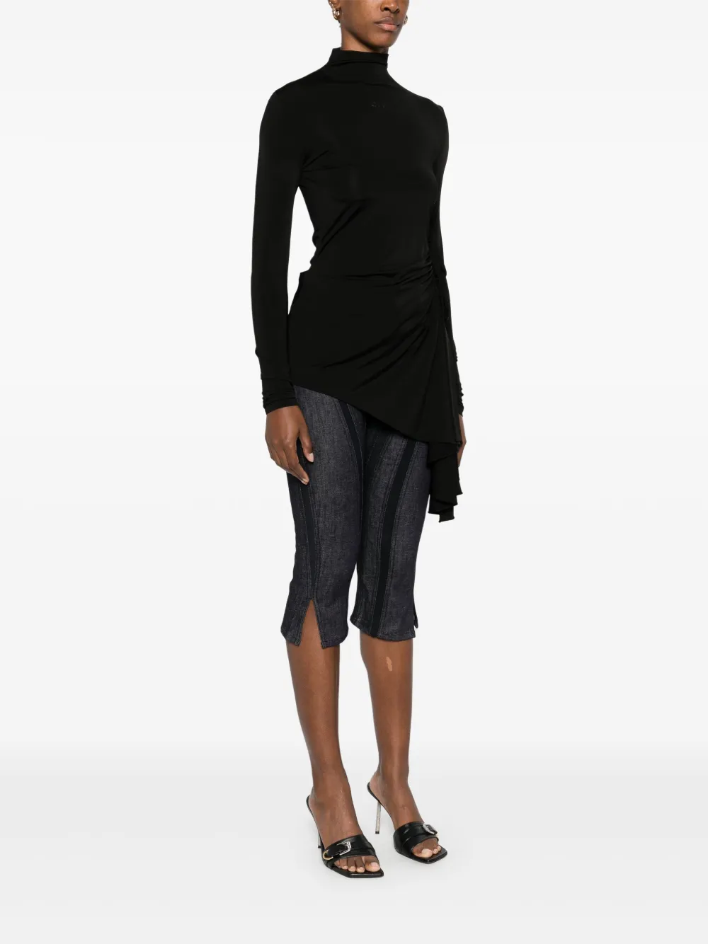 Off-White Gedrapeerde mini-jurk Zwart