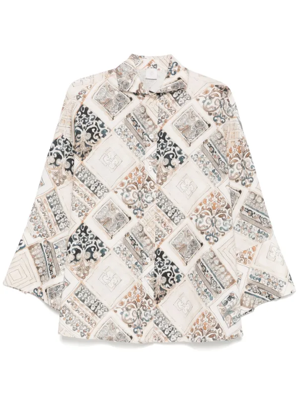 Eleventy Linen Shirt in Neutrals