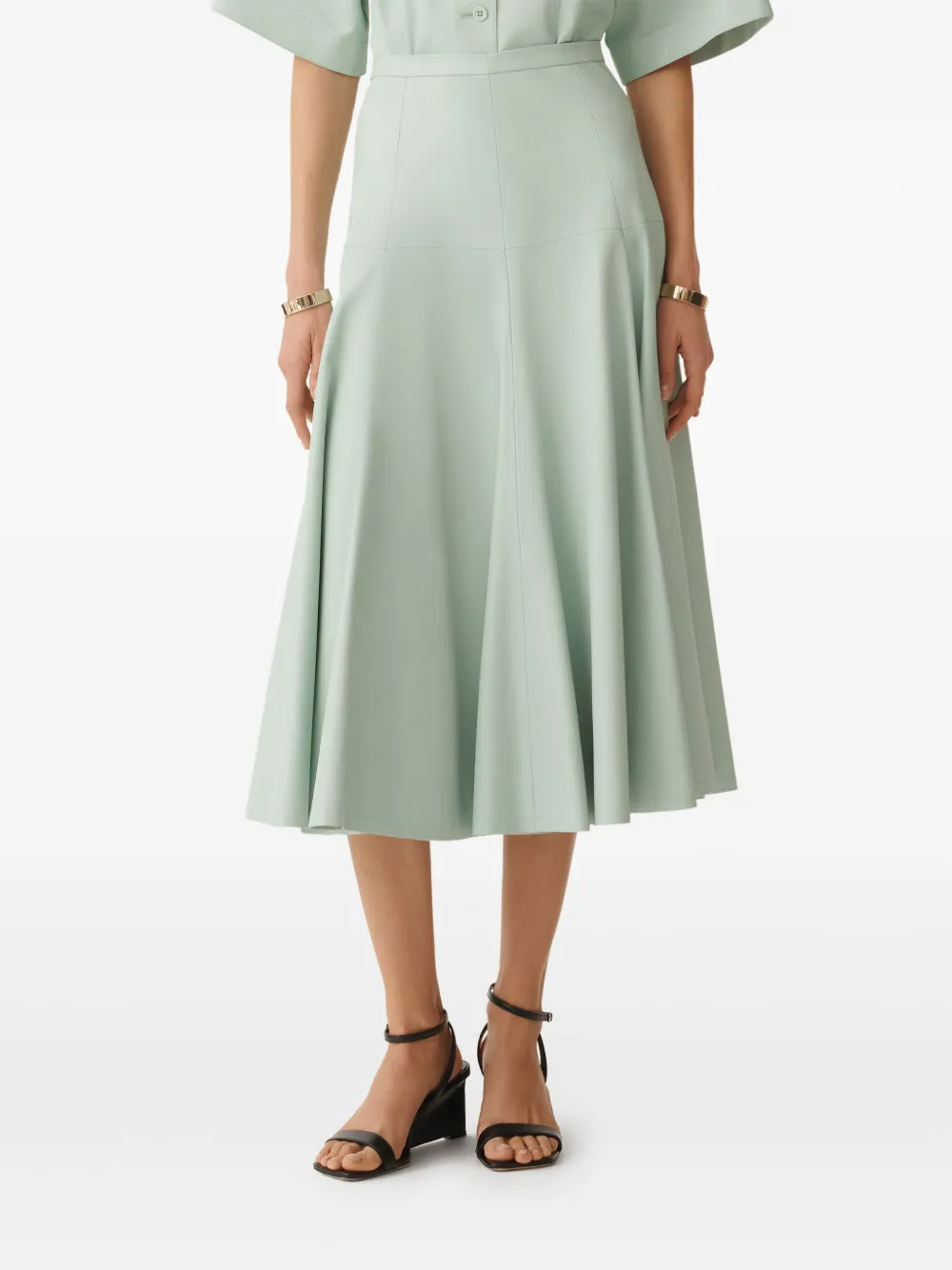 Fabiana Filippi Nappa Leather Skirt In Green