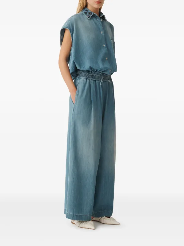Tシャツ・カットソー FABIANA FILIPPI Women Tunic Tops TPD275F595D8355146 BLUE Fabiana Filippi logo-print Cotton T-shirt | Purple | FARFETCH JO