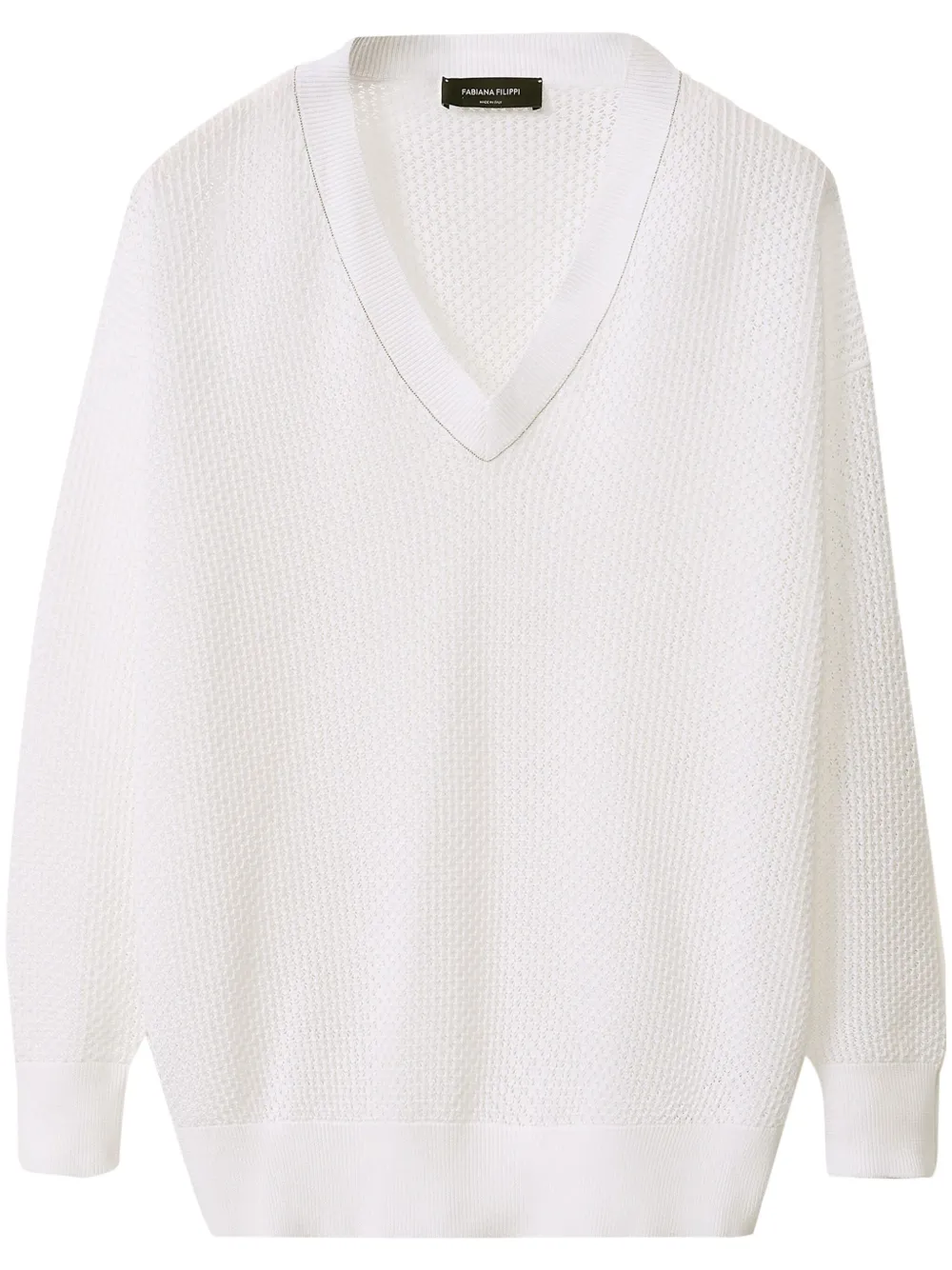 Shop Fabiana Filippi Open-knit Sweater In White