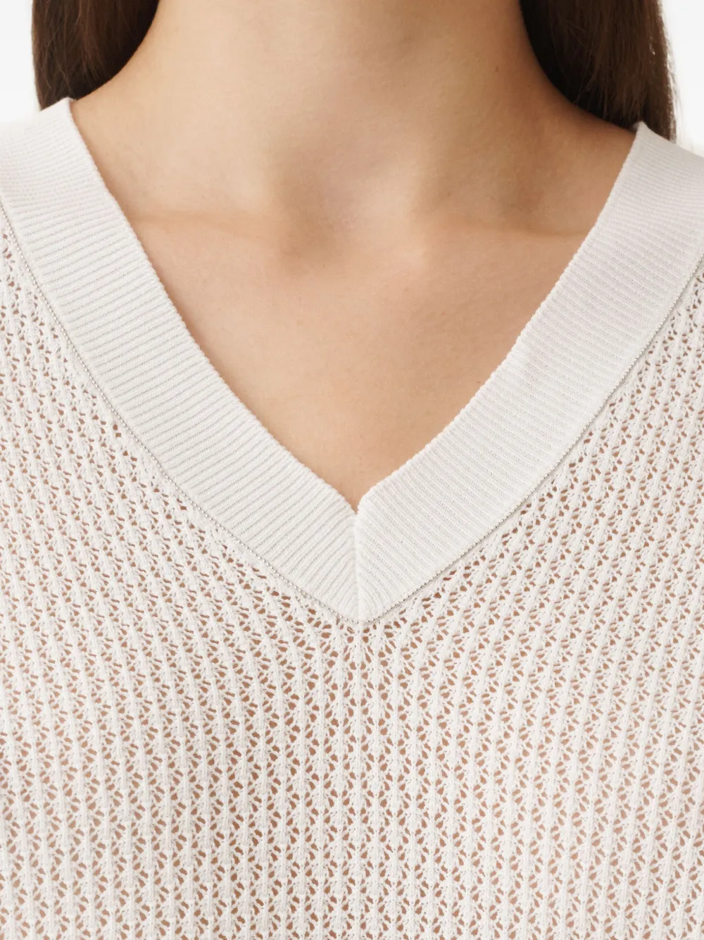 Shop Fabiana Filippi Open-knit Sweater In White