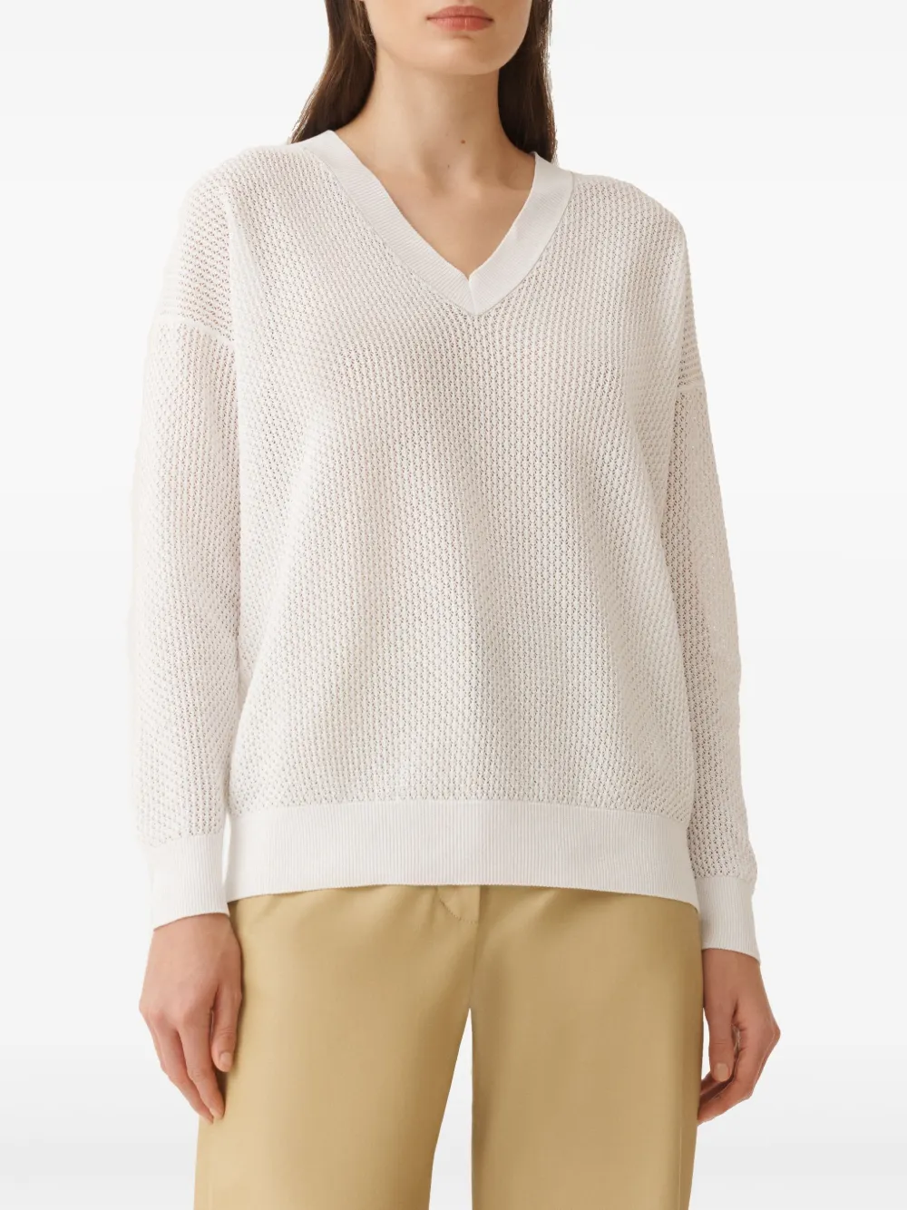 Shop Fabiana Filippi Open-knit Sweater In White