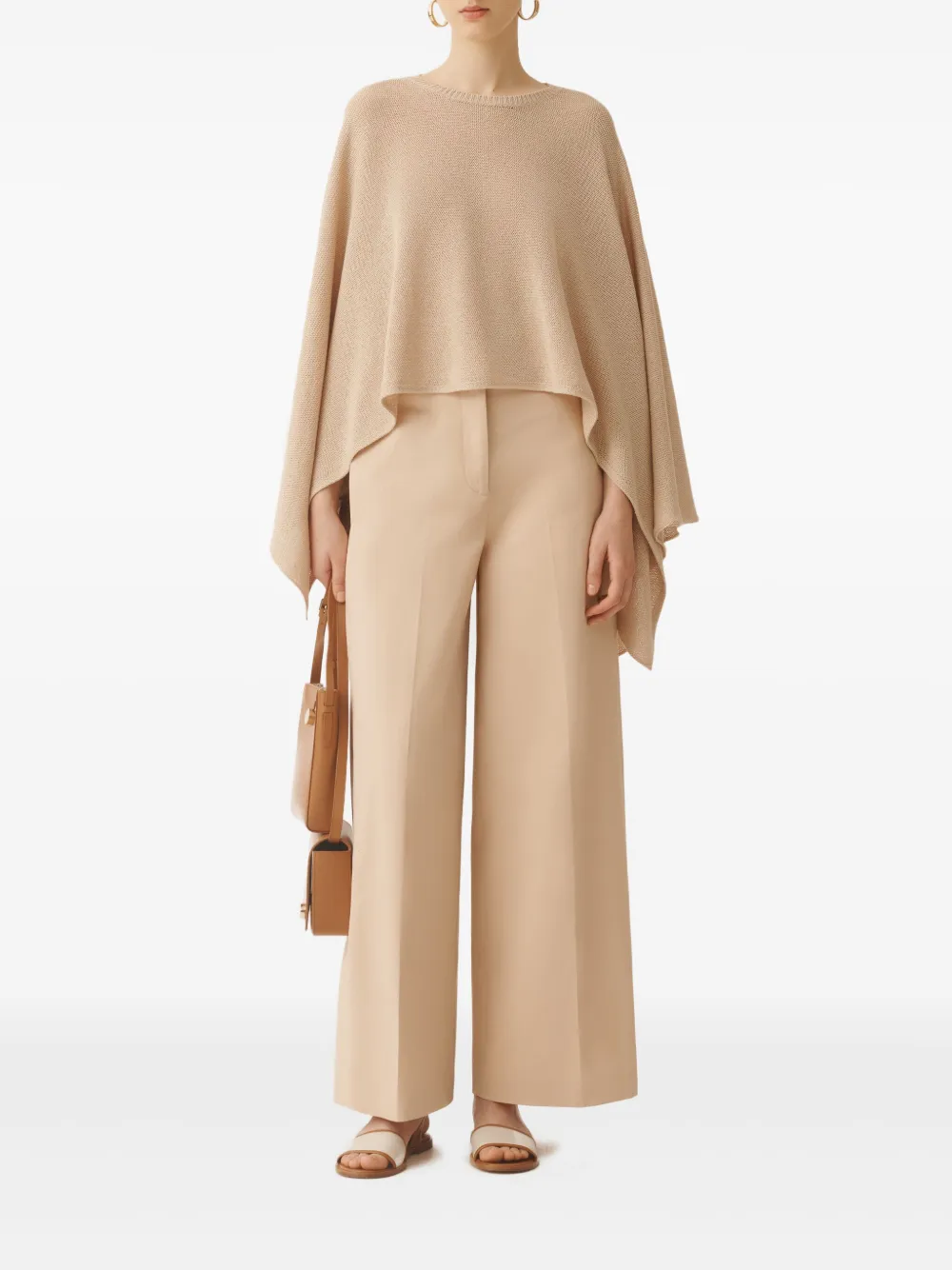 Fabiana Filippi Fijngebreide cape Beige