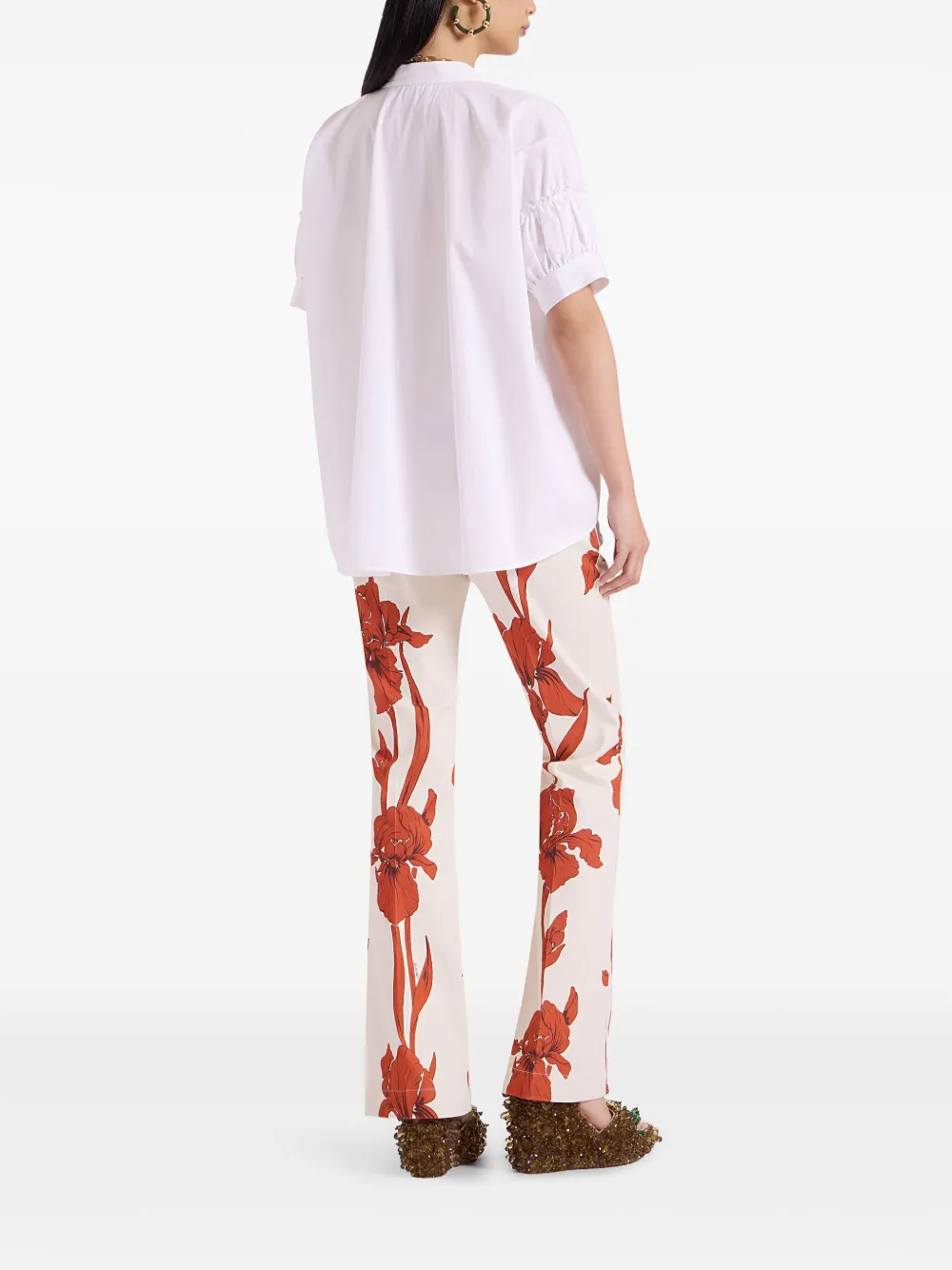 La DoubleJ Pantalon met bloemenprint Beige