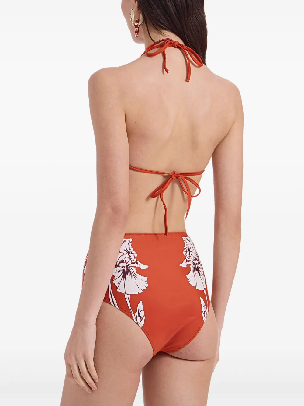Shop La Doublej Floral-print Bikini Top In Orange