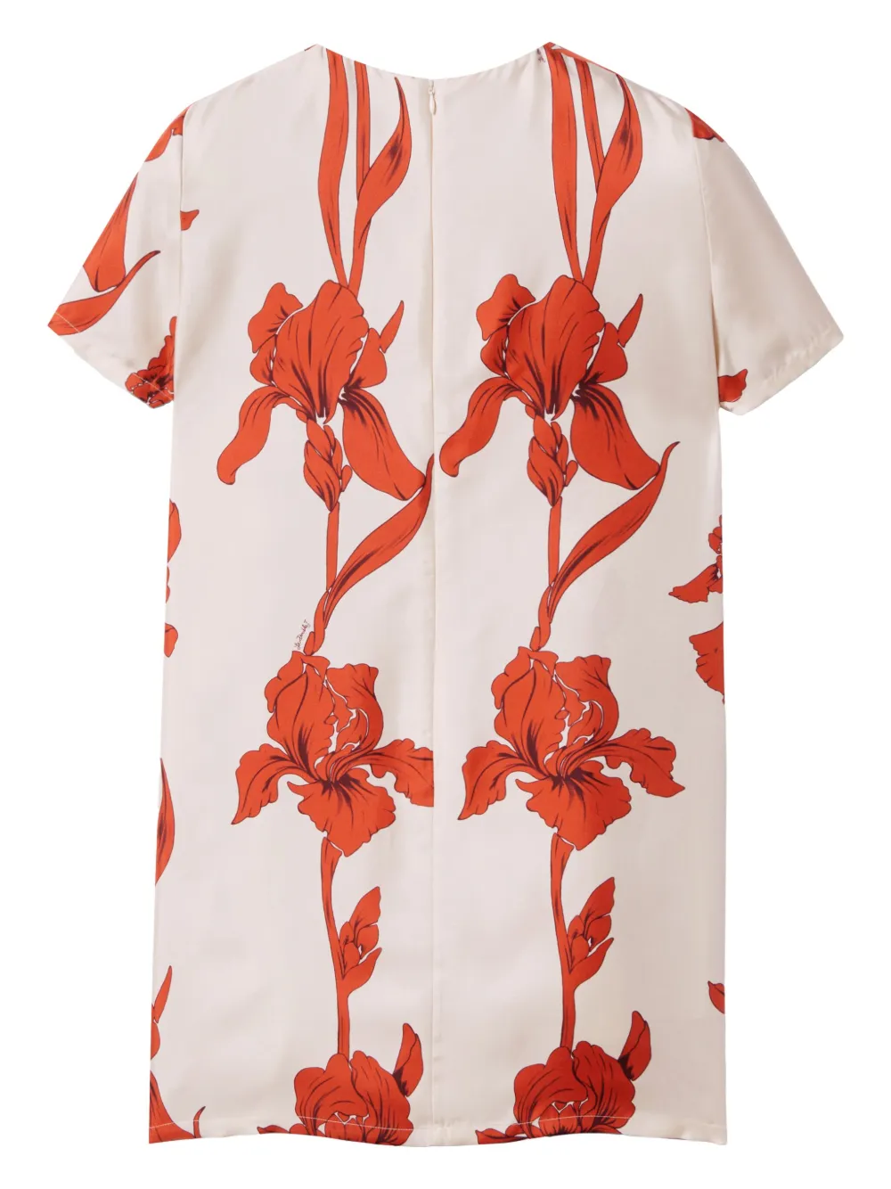La Doublej Floral-print Silk-twill Mini Dress In Orange