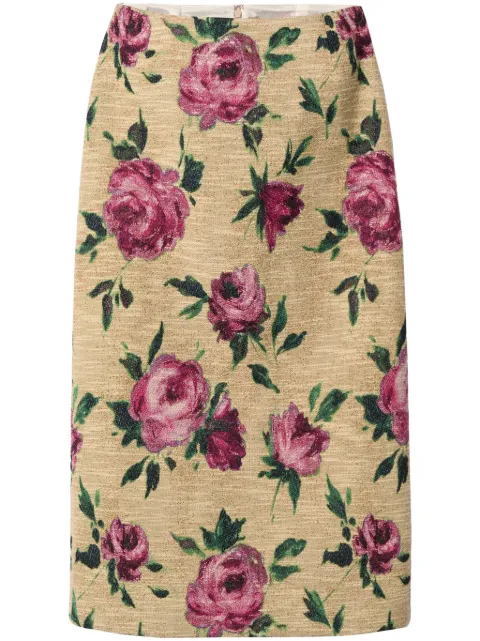 La DoubleJ falda lápiz con rosas estampadas