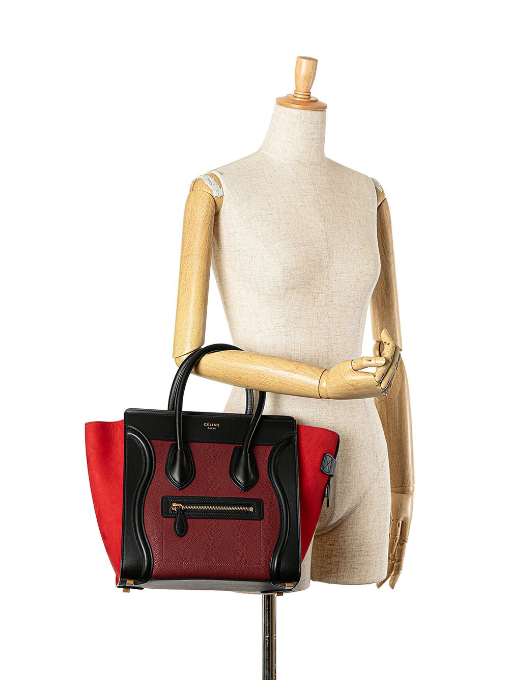 Céline Pre-Owned 2015 Micro Tricolor Calfskin Luggage Tote handbag - Rood