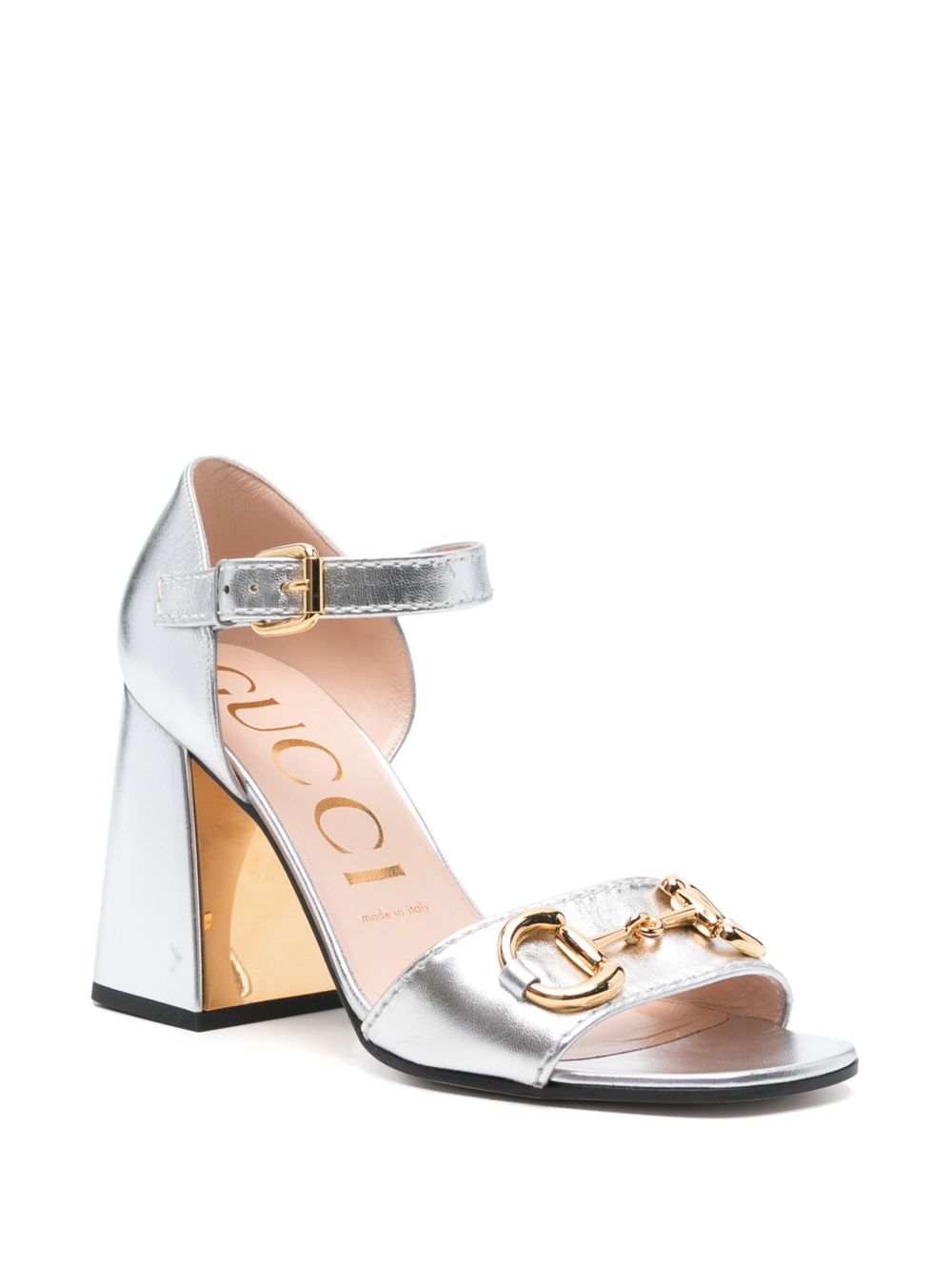 Gucci Pre-Owned 100 mm sandalen met Horsebit-detail - Zilver