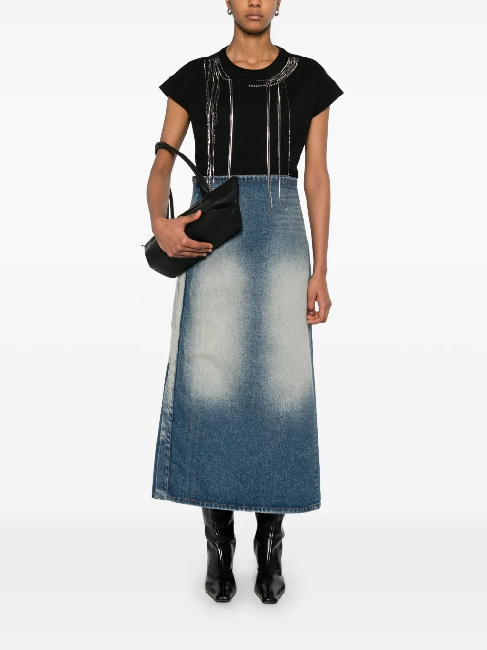 Luisa Cerano T-shirt met kettingdetail Zwart