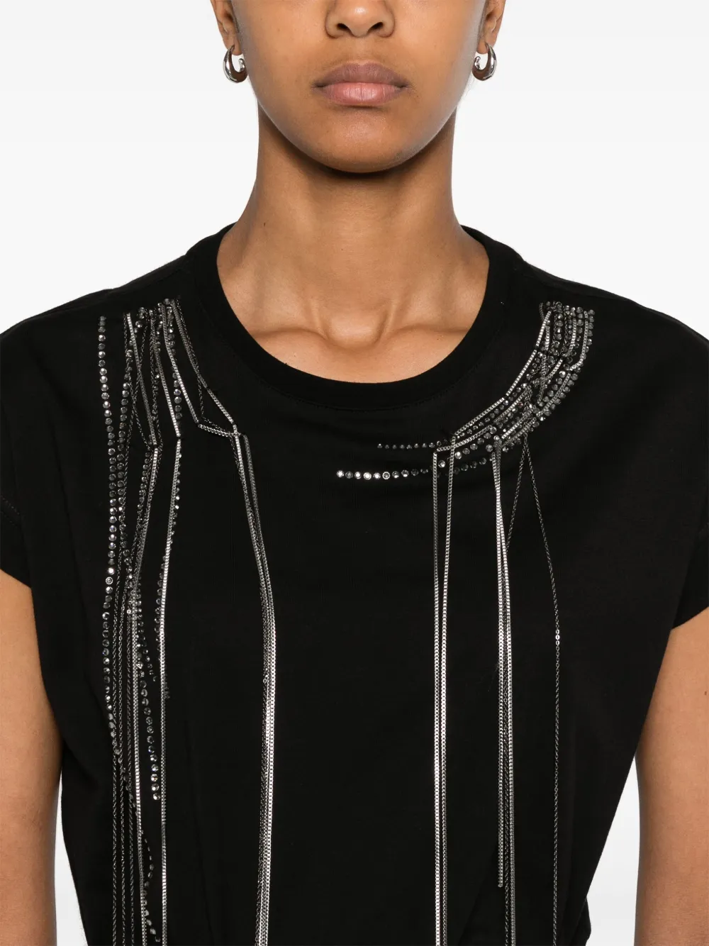 Luisa Cerano T-shirt met kettingdetail Zwart