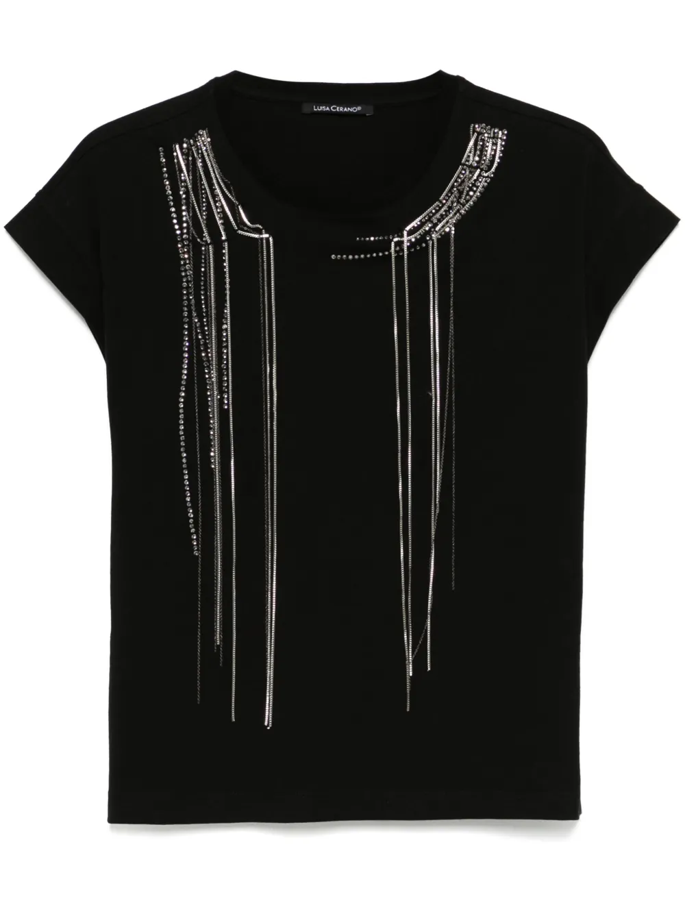 Luisa Cerano T-shirt met kettingdetail Zwart