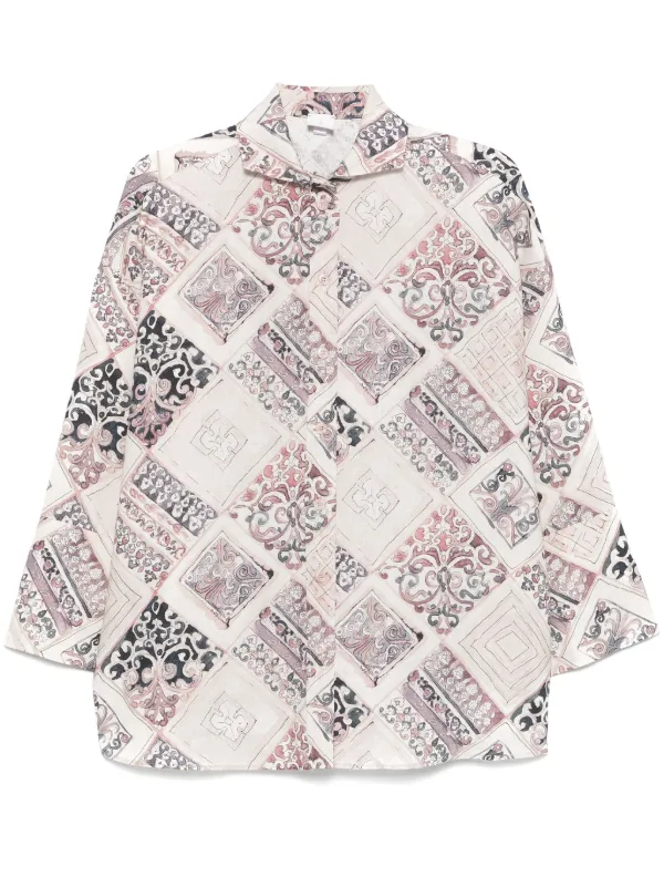 Eleventy Geometric-print Shirt in Neutrals